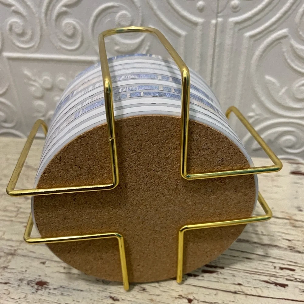Coasters Set of 10 Marble Coasters with Gold holder Absorbent Coasters